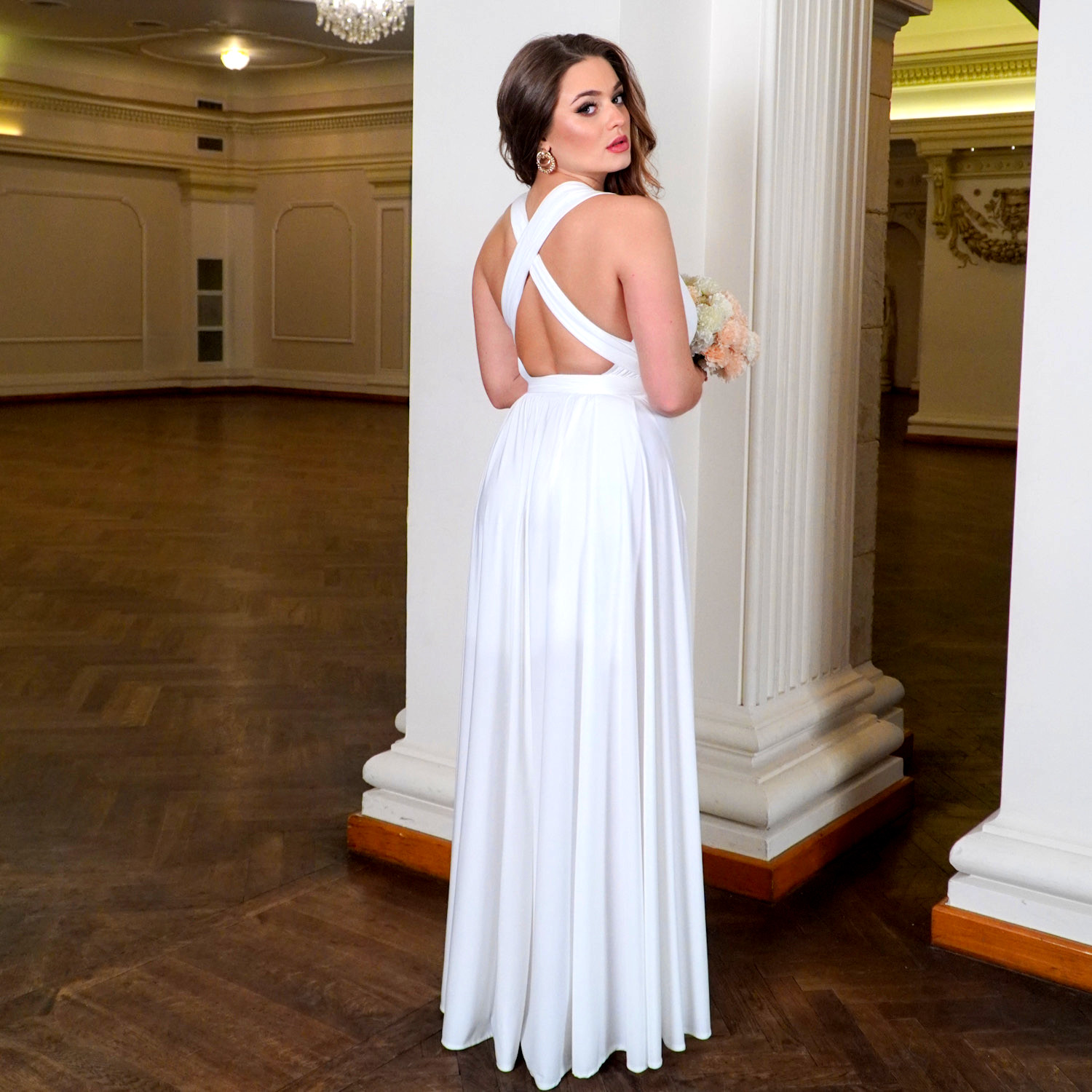 Bridalstole suknia satynowa złota